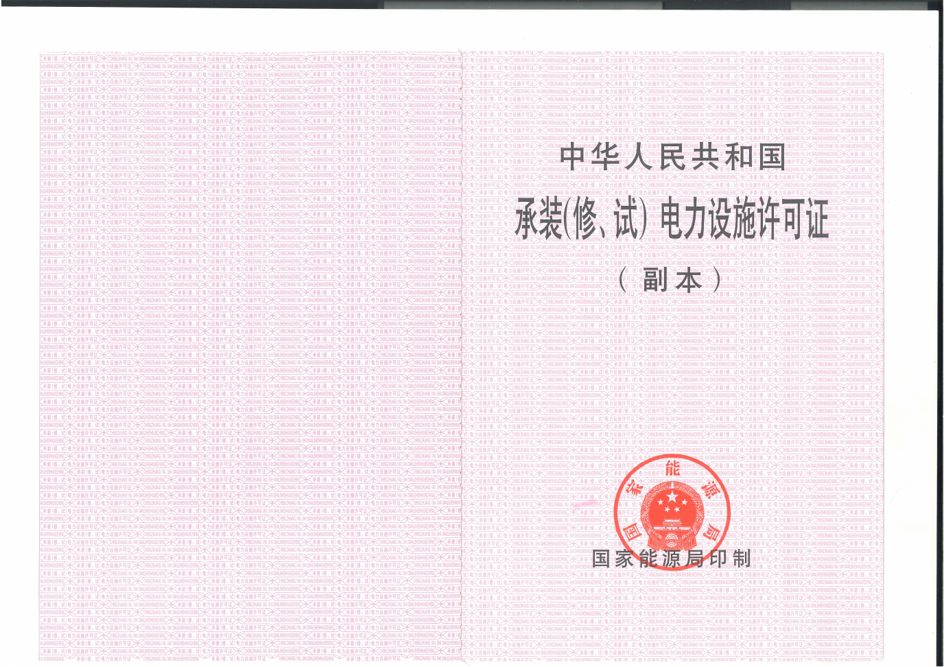 承裝（修、試）電力設(shè)施許可證